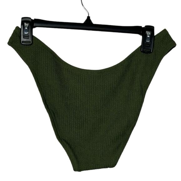 J, Crew NWT Textured Curved-waist Cheeky Bikini Swim Bottoms Green Large - Picture 5 of 11